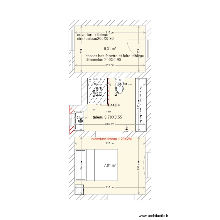 plan salle de bain wc chambre armande. Plan de 0 pièce et 0 m2