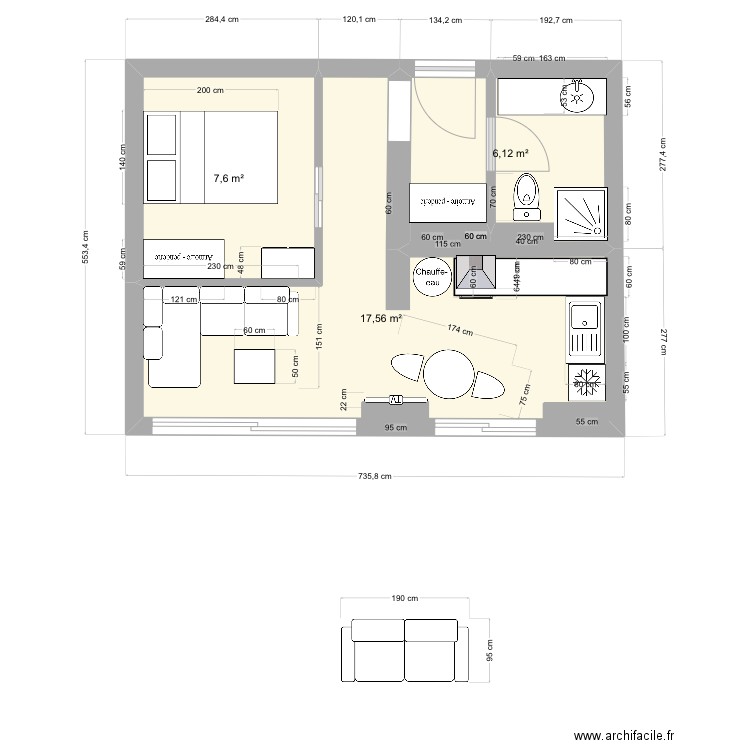 fabregas 1. Plan de 3 pièces et 31 m2