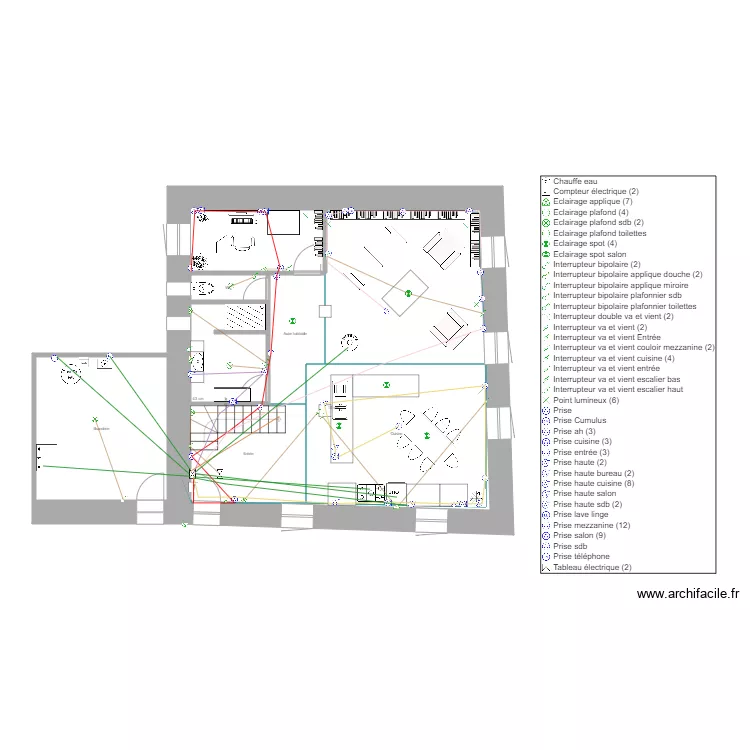 PLAN RDC 2eme VOLET &eacute;l&eacute;ctricit&eacute; mouais. Plan de 