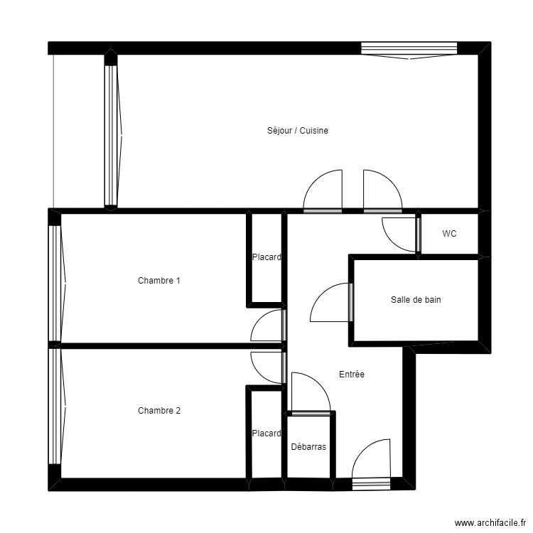 Perlinsky App8. Plan de 8 pièces et 55 m2