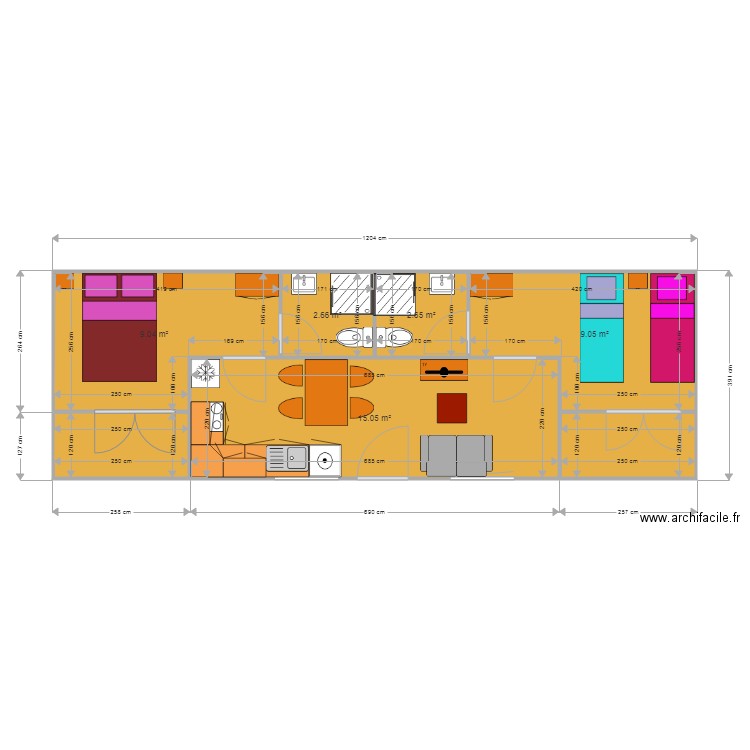 MODELE W 390X610 CM . Plan de 0 pièce et 0 m2