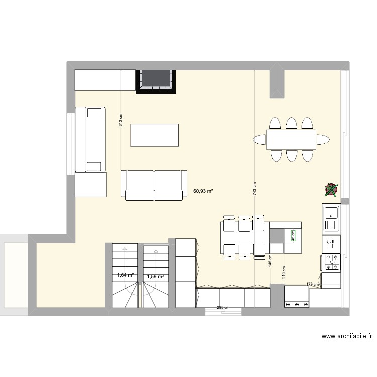 Cuisine St Cloud. Plan de 6 pièces et 256 m2