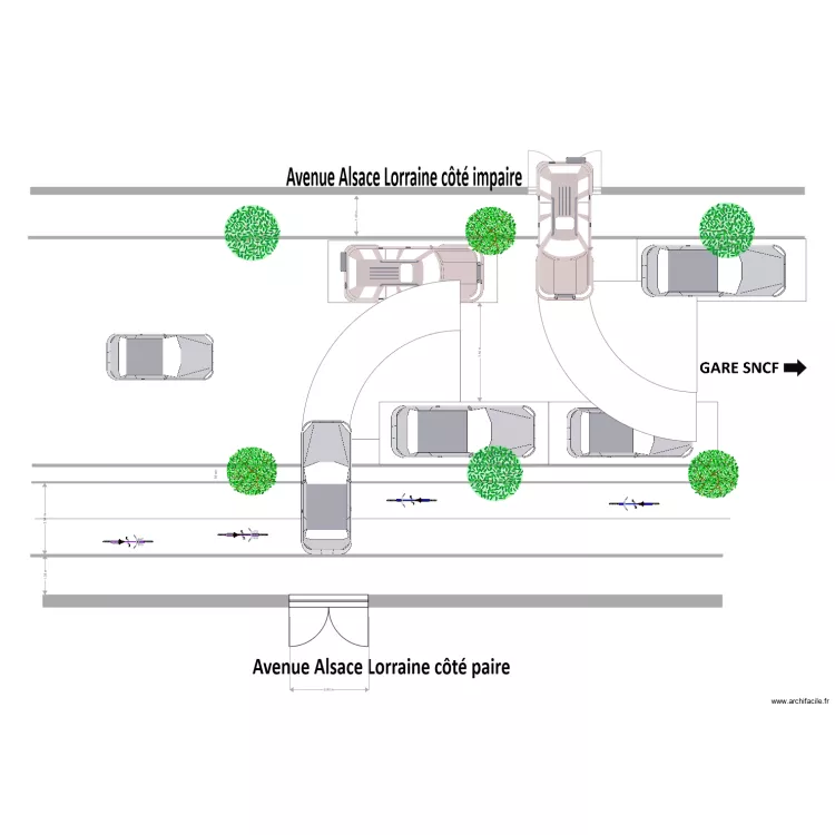 Av Alsace Lorraine c&ocirc;t&eacute; paire. Plan de 