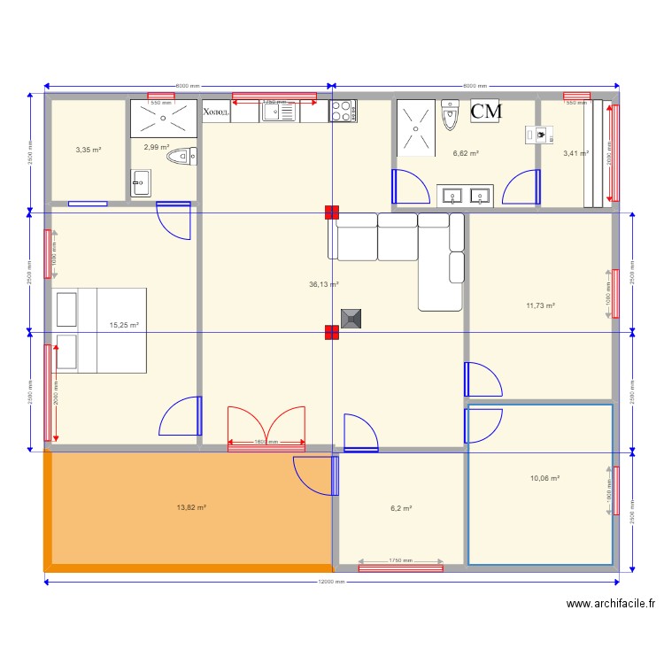 105 1 Акватория. Plan de 10 pièces et 110 m2