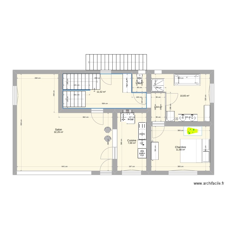 chalet projet 2 appartement 2 . Plan de 7 pièces et 77 m2