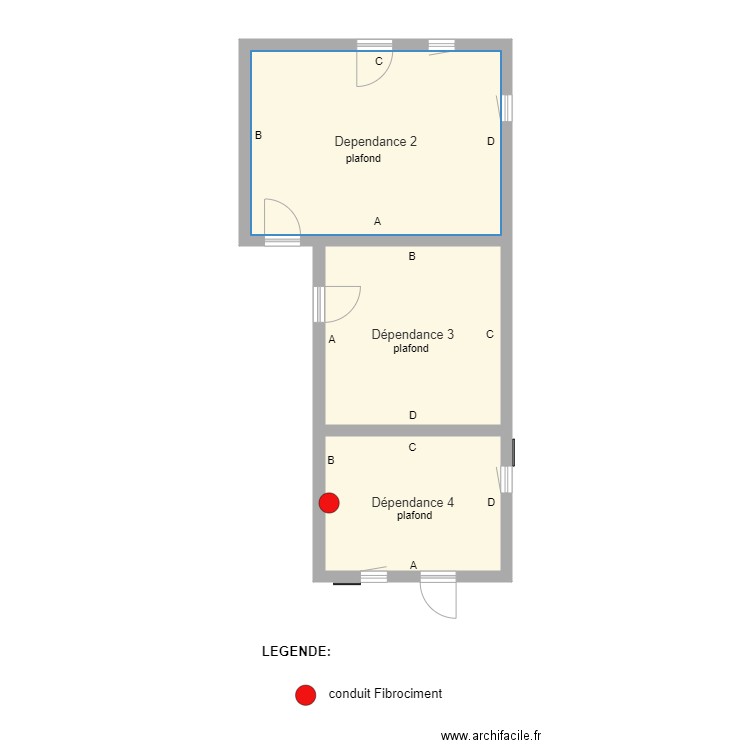 dependances 2 à 4. Plan de 3 pièces et 50 m2