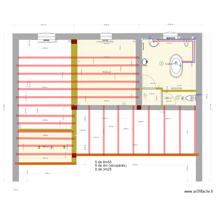 perches. Plan de 4 pièces et 43 m2