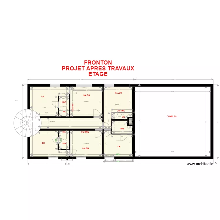 PLAN FRONTON ETAGE APRES TRAVAUX 1. Plan de 