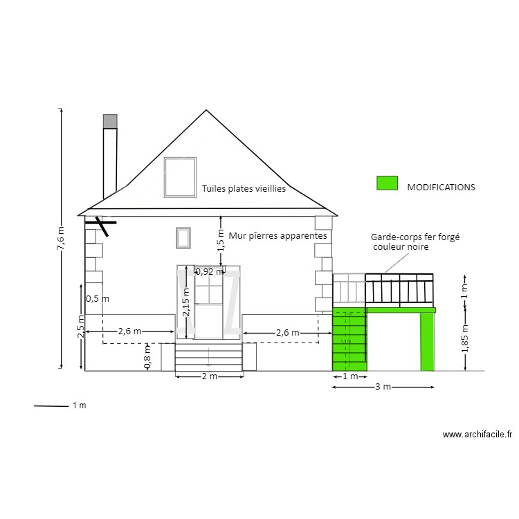 PLAN FACADE SUD TERRASSE. Plan de 0 pièce et 0 m2