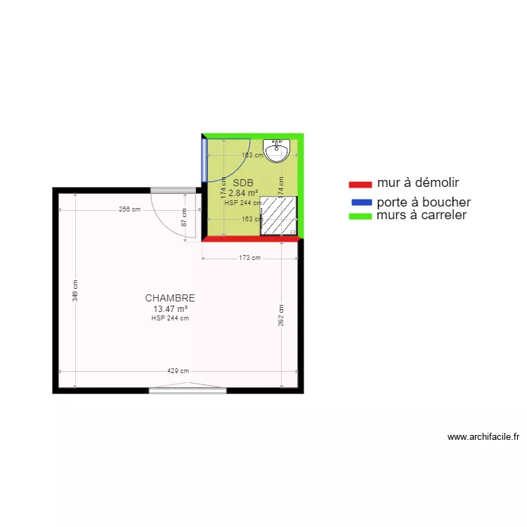 perrard salle de bain parentale. Plan de 