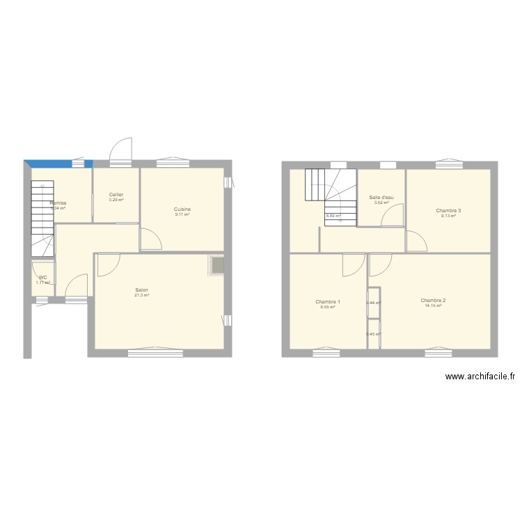 Maison à rénover. Plan de 12 pièces et 86 m2