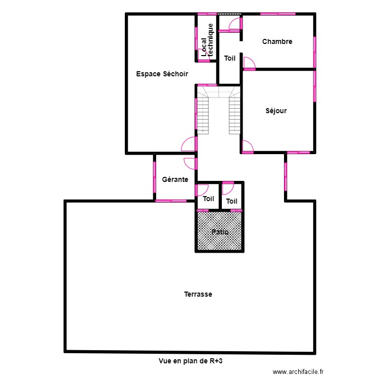 Vue en plan de R+3 de fidjrossè.. Plan de 10 pièces et 344 m2