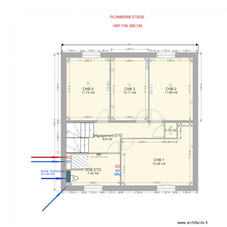 ETAGE SERDAL V1 PLOMBERIE JUILLET 16. Plan de 0 pièce et 0 m2