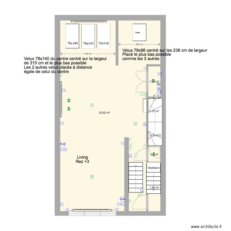 Marie José Rez3 emplacement velux via intérieur. Plan de 0 pièce et 0 m2