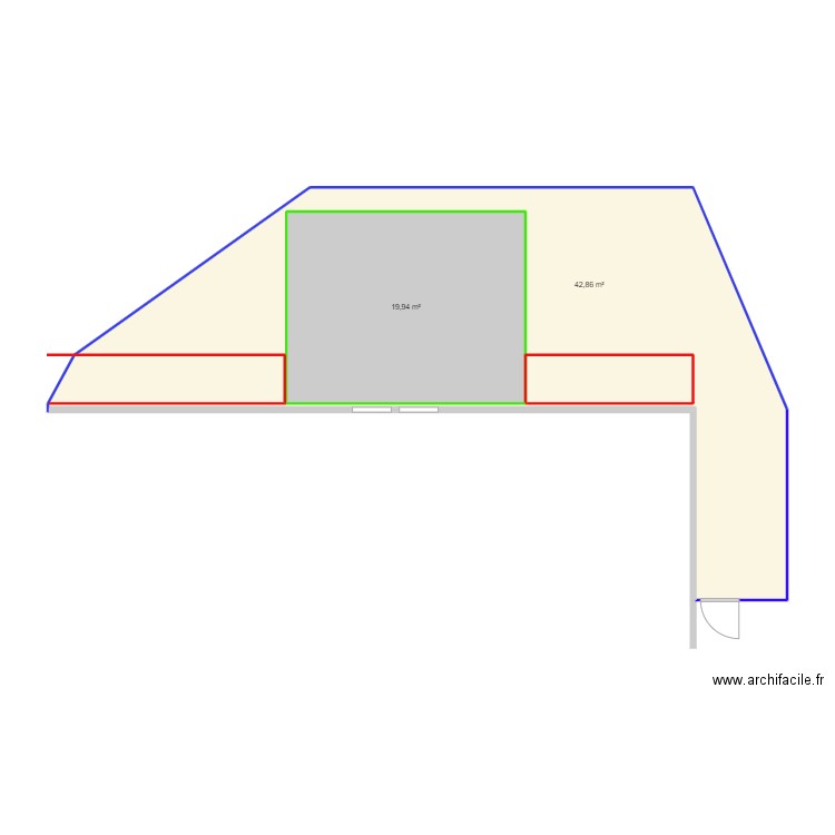  terrasse. Plan de 2 pièces et 63 m2