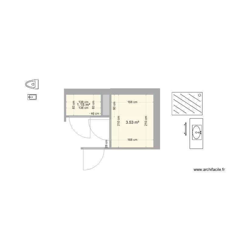 Appart Nath SDB WC. Plan de 