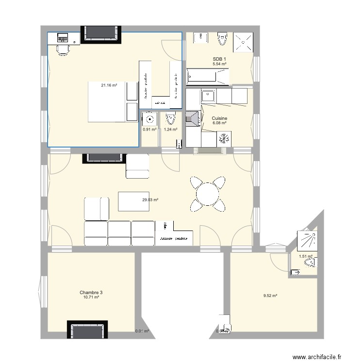 Meslay V4 locaux technique WC largeur meublé. Plan de 0 pièce et 0 m2