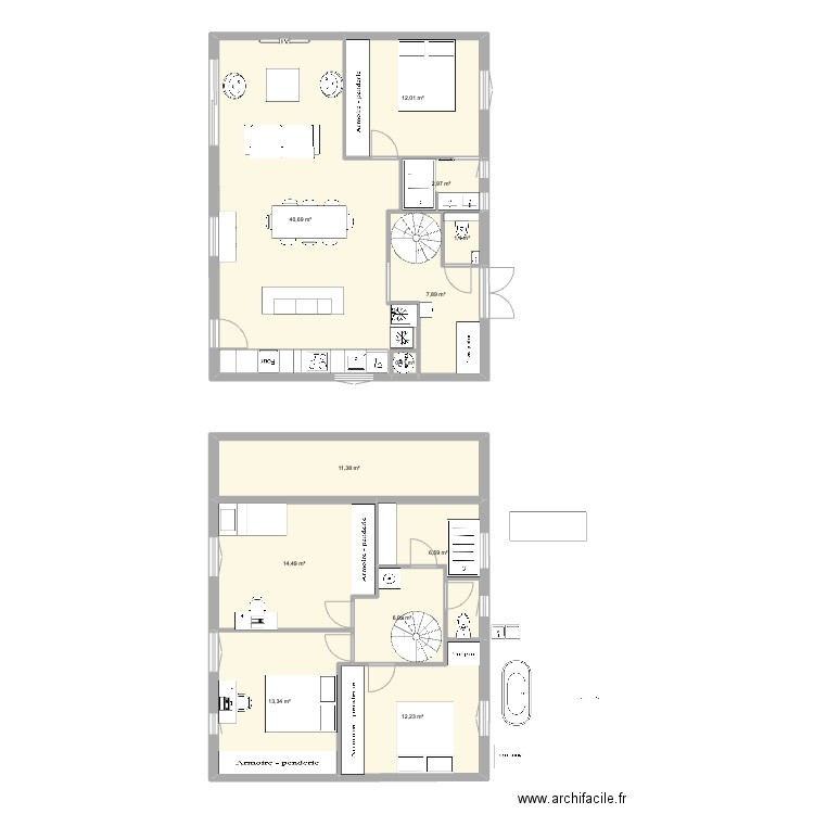 maison lafayette V9. Plan de 12 pièces et 129 m2