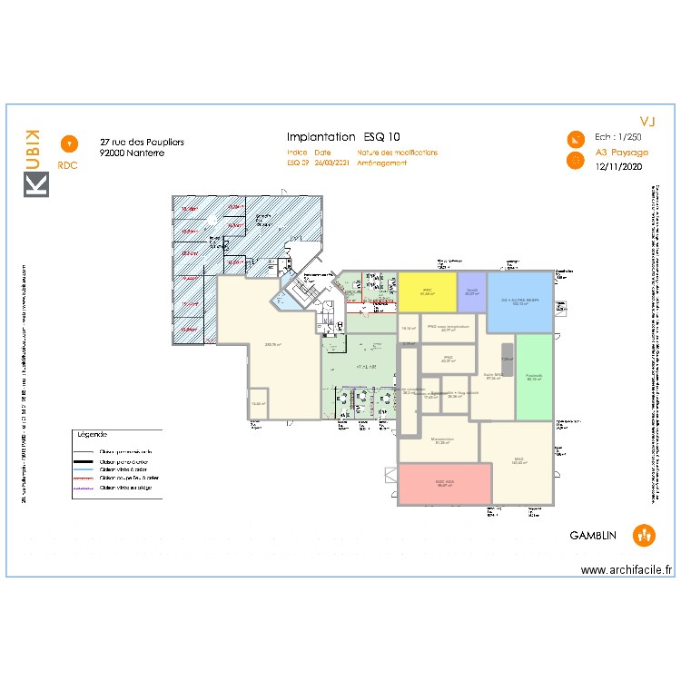 Nanterre RDC Cible 2 . Plan de 19 pièces et 1231 m2