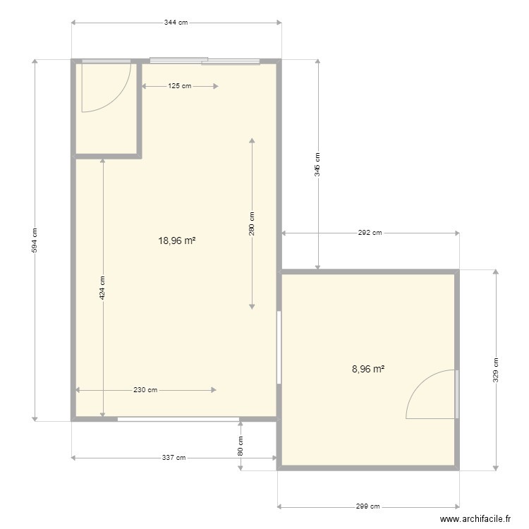 SOPHIE. Plan de 2 pièces et 28 m2