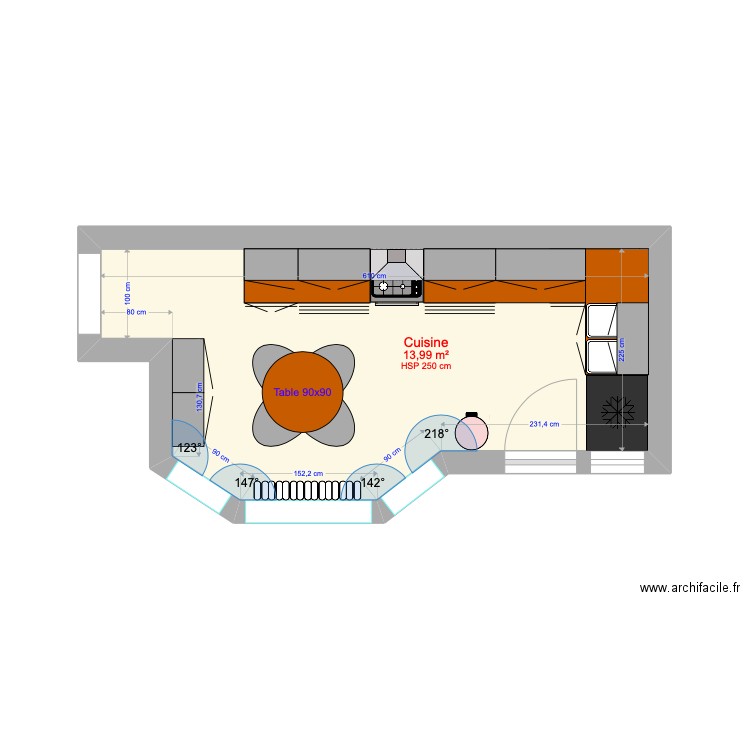 Renan. Plan de 1 pièce et 14 m2