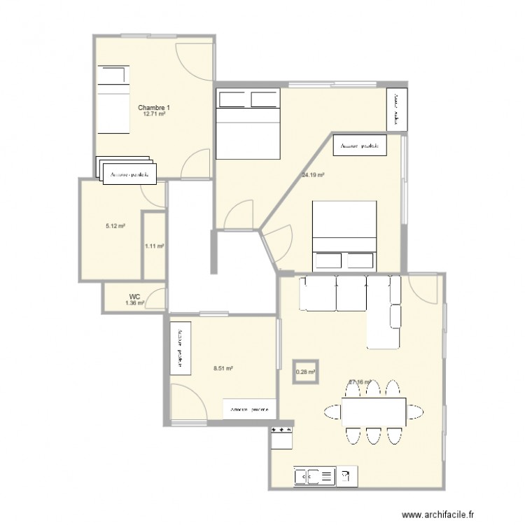 appartement trarieux 2. Plan de 0 pièce et 0 m2