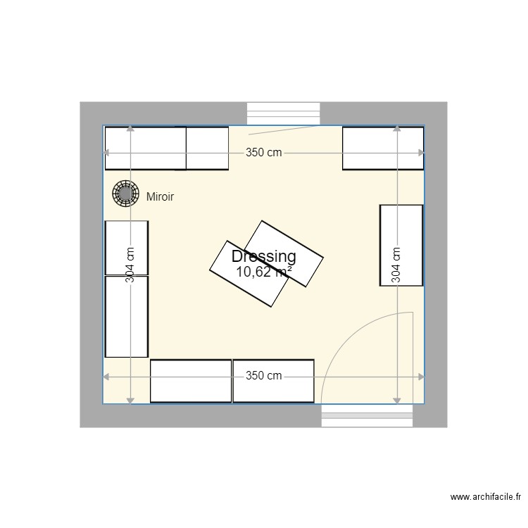 Dressing variante. Plan de 1 pièce et 11 m2