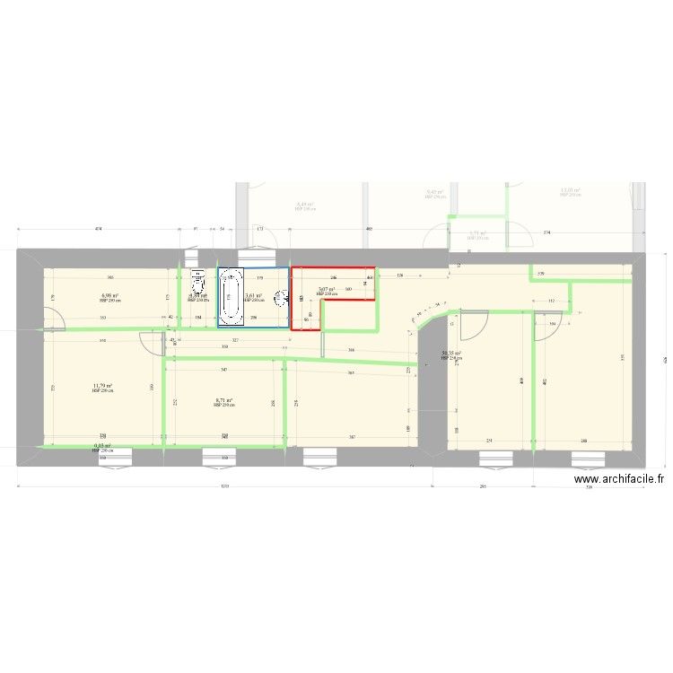 Mellac structure 2. Plan de 17 pièces et 209 m2