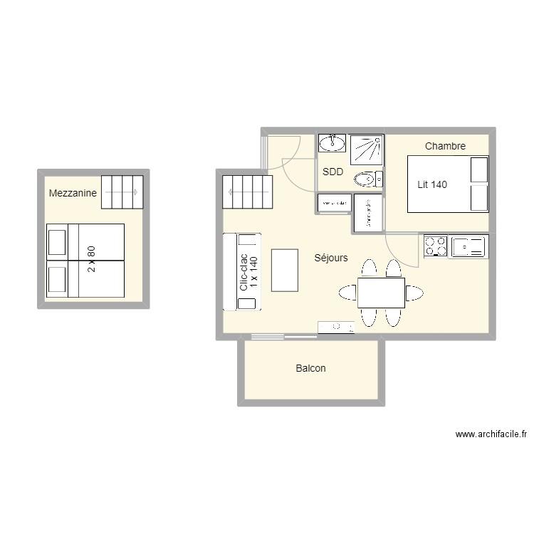 Lapon B 22. Plan de 7 pièces et 42 m2