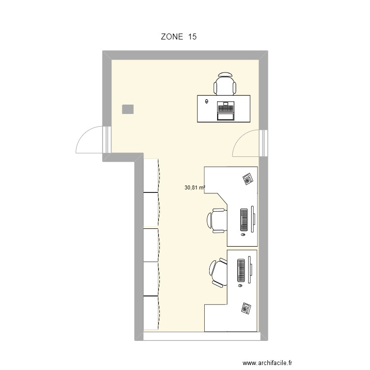 ZONE 15 (TERRAS Sabine +). Plan de 1 pièce et 31 m2