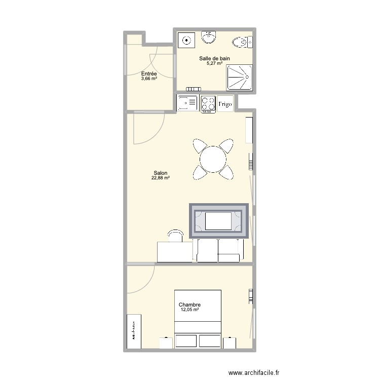Appartement. Plan de 4 pièces et 44 m2