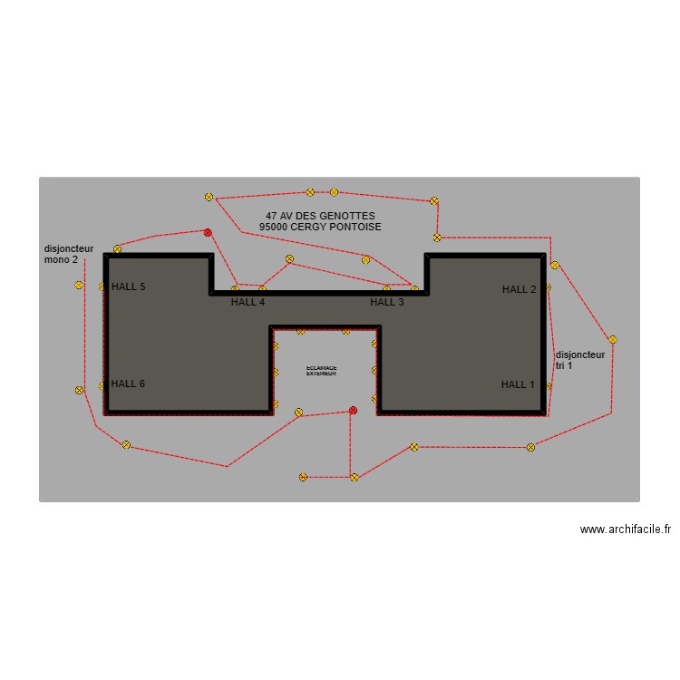 CERGY. Plan de 2 pièces et 131 m2