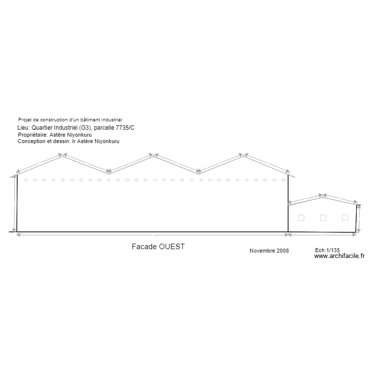 facade ouest norme A4. Plan de 