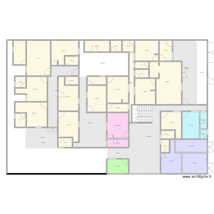 Plan Hotel RDC Murs AD. Plan de 0 pièce et 0 m2