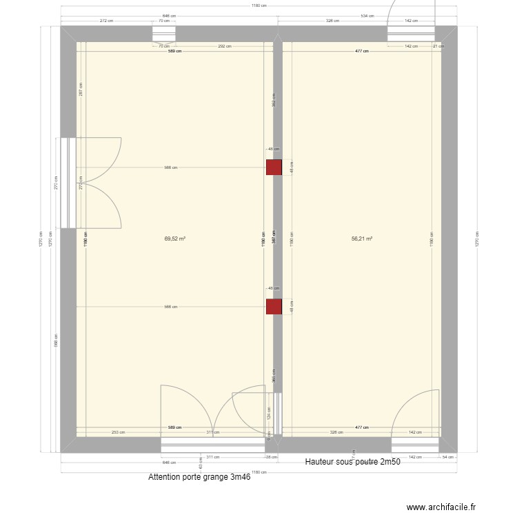 bar initial. Plan de 16 pièces et 380 m2