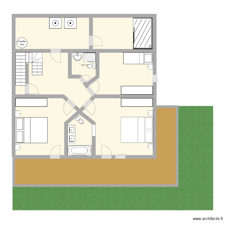 Tour Noir Rez de Chaussée. Plan de 8 pièces et 139 m2