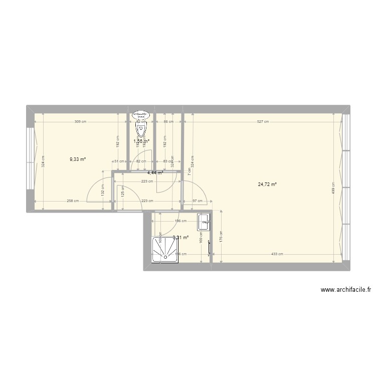 salle de bain 9 place frédérique sauvage 2. Plan de 5 pièces et 43 m2