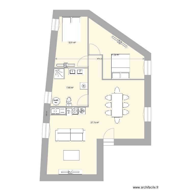 futur appartement 3 lux modif. Plan de 0 pièce et 0 m2