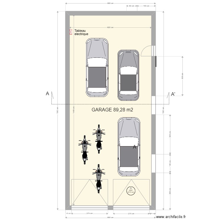 La croix Garage PERMIS V01. Plan de 1 pièce et 89 m2