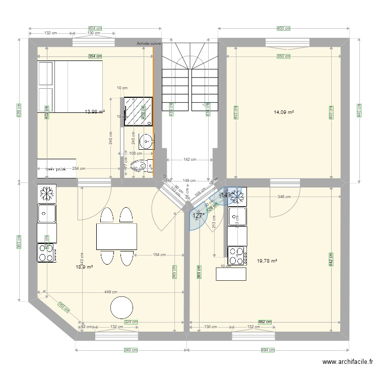 Antoine plan 3 Abbaye 32 Avril. Plan de 4 pièces et 67 m2