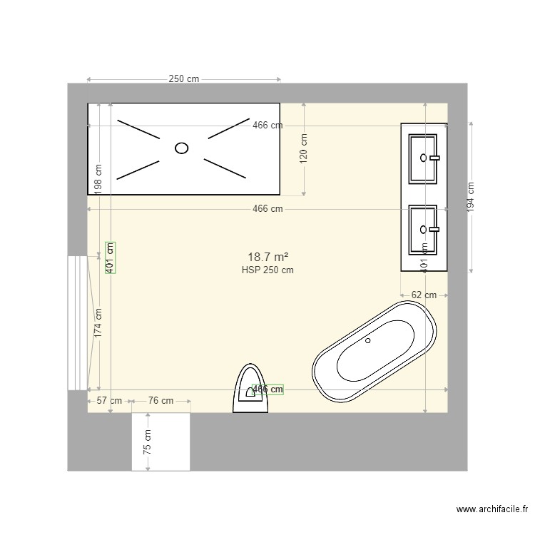 Salle de Bain Mélanie Version 4. Plan de 0 pièce et 0 m2