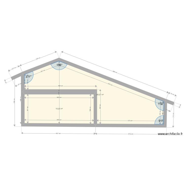 PLAN DE COUPE CLAVIERE. Plan de 2 pièces et 44 m2