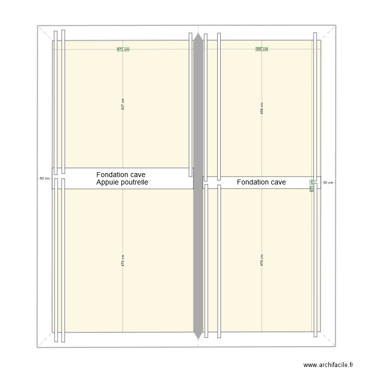 Henriville poutrelle sol RDC final. Plan de 2 pièces et 85 m2