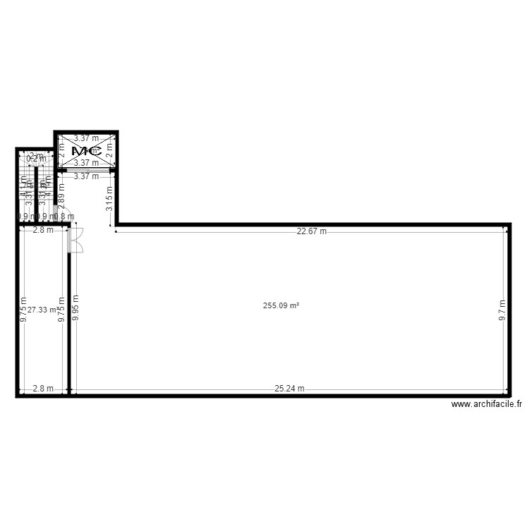 Sous sol Pessac existant. Plan de 4 pièces et 297 m2