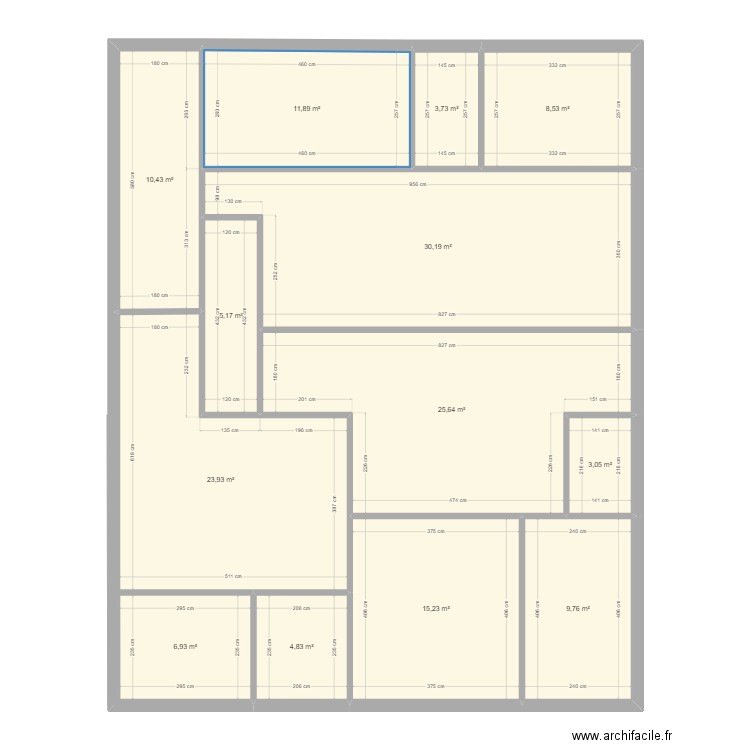 bim. Plan de 13 pièces et 159 m2