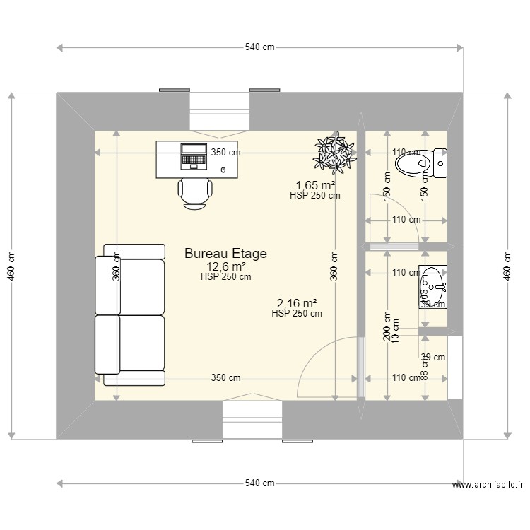 Bureau Etage Version2. Plan de 0 pièce et 0 m2