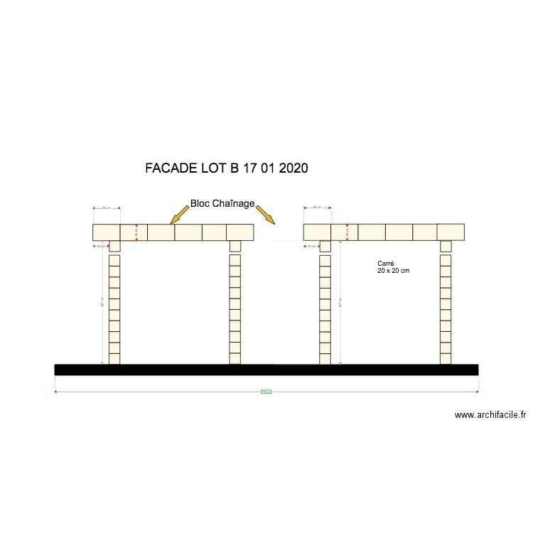 Façade Avant Lot B 2eme etage 17 01 2020. Plan de 0 pièce et 0 m2