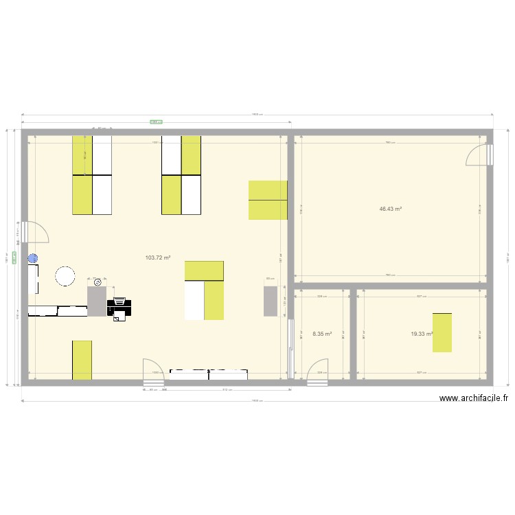 BUREAU P3 105m2  avec bureau. Plan de 0 pièce et 0 m2