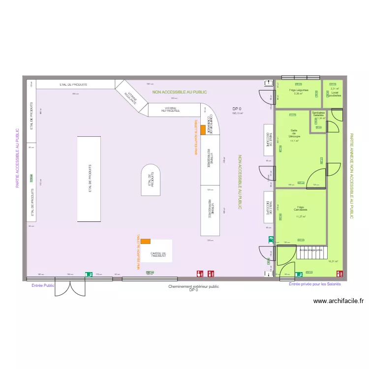 LOCAL DES SAVEURS APRES TRAVAUX. Plan de 