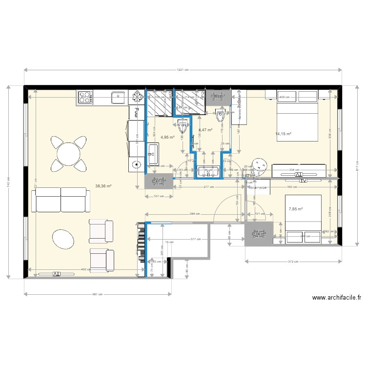 49 av de la Croix des Gardes 4P. Plan de 9 pièces et 71 m2